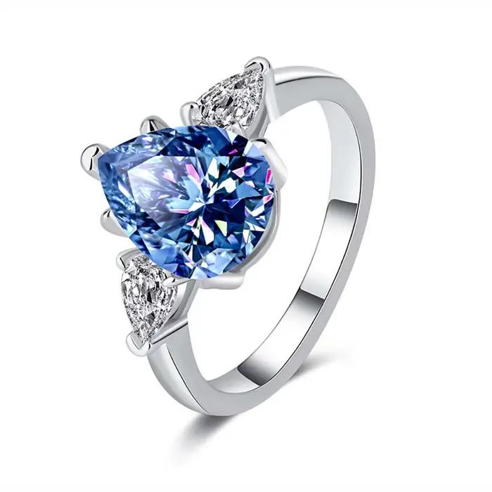Bague MUXIFC en moissanite taille poire pour femme