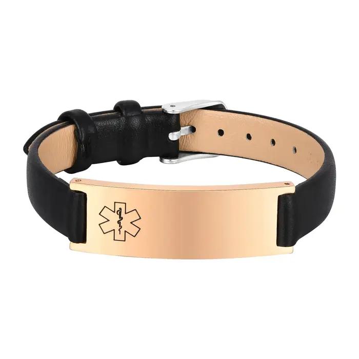 Bracelets d'identification d'alerte médicale à gravure gratuite pour femmes, bracelets d'enveloppeme