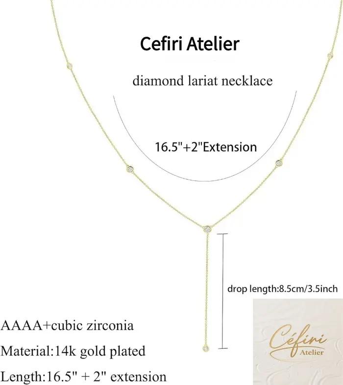Boho mode bijoux femmes délicat 14 K or colliers blanc plaqué or CZ Lariat collier