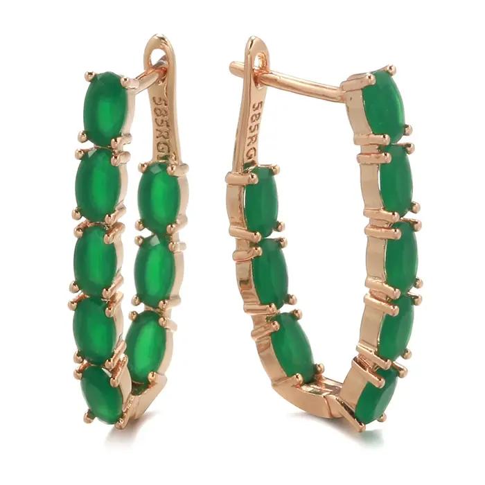 SYOUJYO – boucles d'oreilles longues en Zircon naturel vert pour femmes