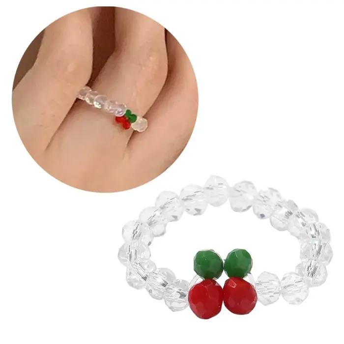 Bagues élastiques minimalistes en forme de cerise rouge pour femmes, idéales pour occasions spéciales et soirées de gala