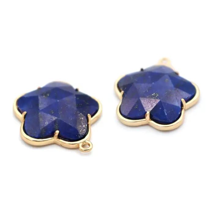 10 pièces bricolage boucles d'oreilles bijoux accessoires facettes pierre naturelle pendentif étoile breloques Quartz Rose Lapis Labradorite pierre pendentif