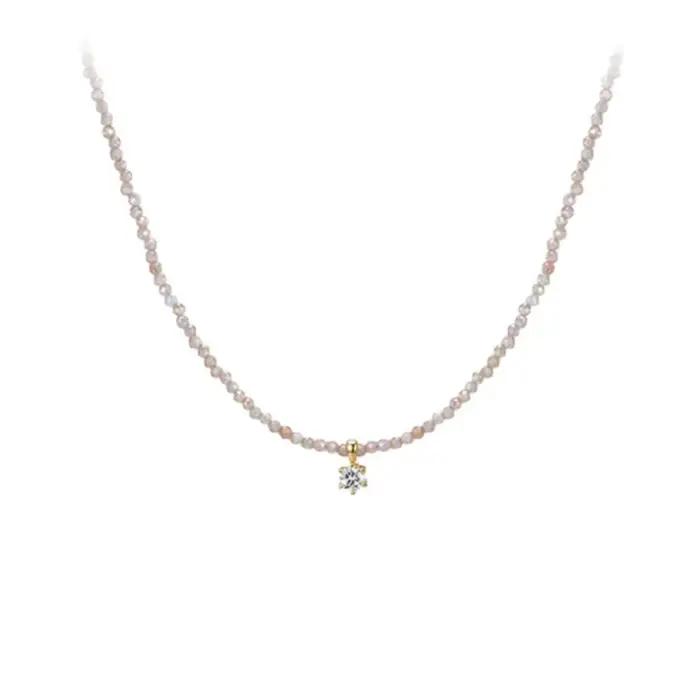 Collier en argent sterling avec zircon et moissanite champagne pour femmes