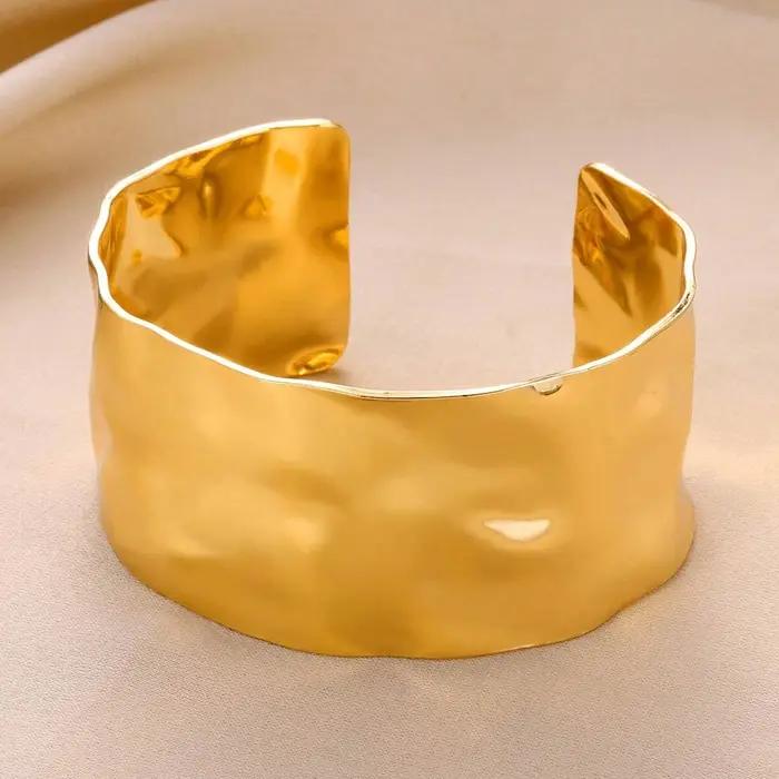 Bracelets manchette ouverts réglables couleur or pour femmes et hommes