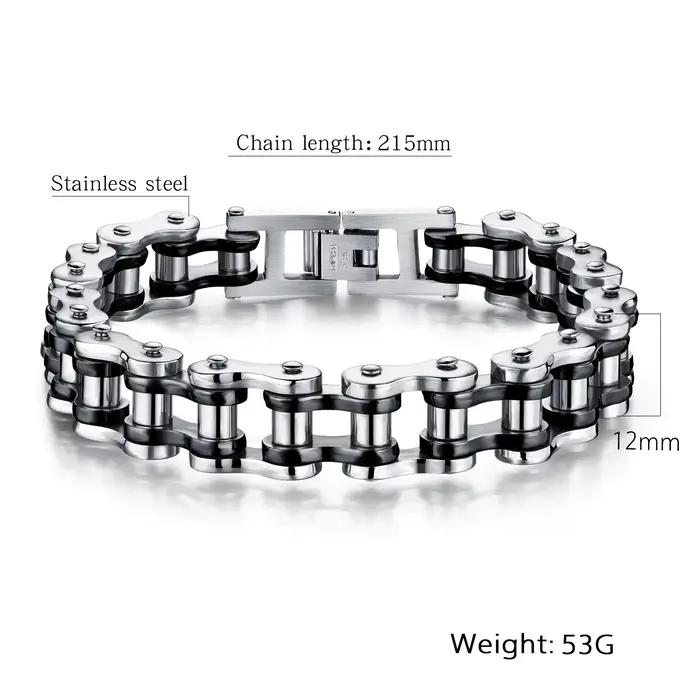 Bracelet en acier inoxydable hiphop rock pour homme motard vélo occasionnels cadeau masculin audacieux
