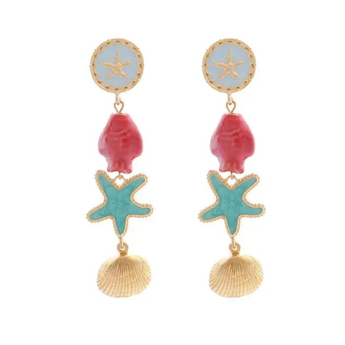 Boucles d'oreilles pendantes longues en céramique pour femmes