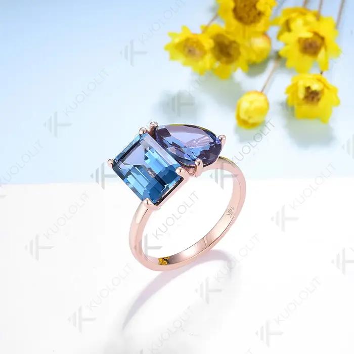 Kuololit-Bague cl rite cultivée en laboratoire pour femme