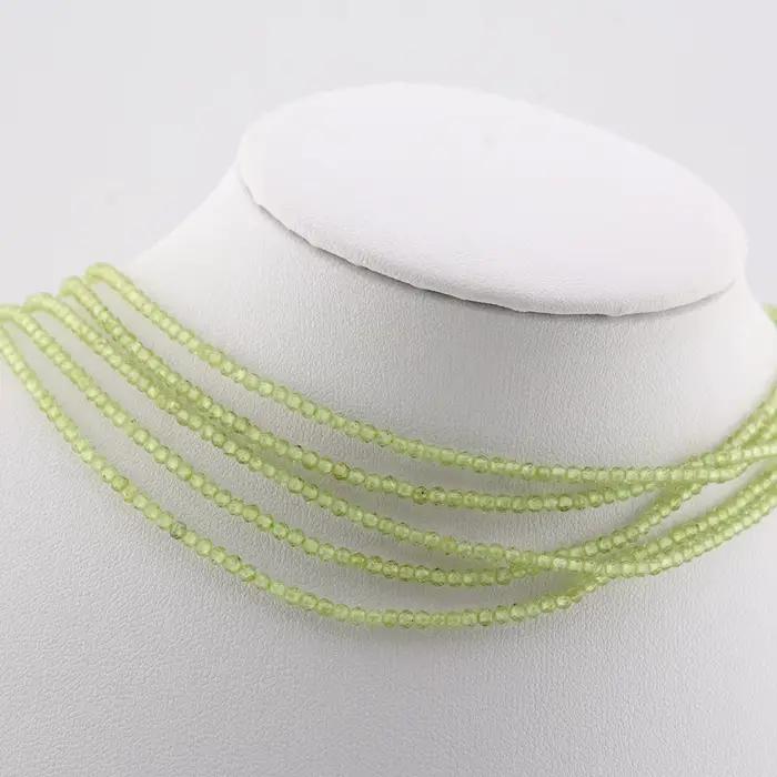 Perles rondes à facettes en péridot naturel, cube de 2mm,3mm, bijoux fins exécutifs, bracelet et col
