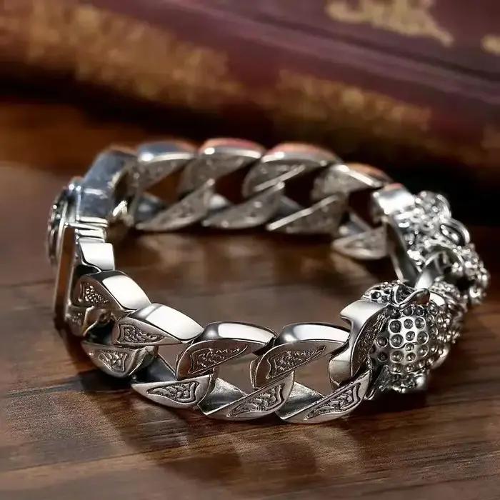 Bracelet tressé en argent S925 pour hommes