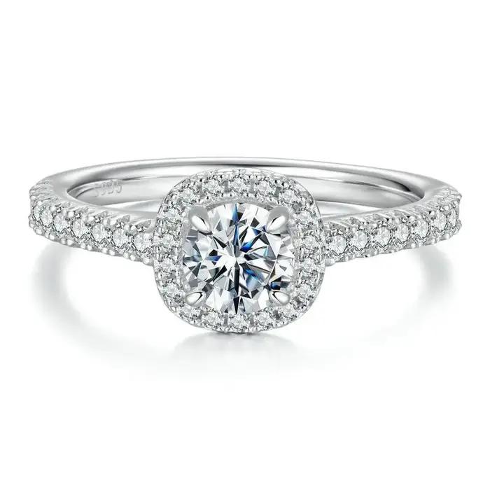 BAMOER – bagues de fiançailles Solitaire Moissanite pour femmes