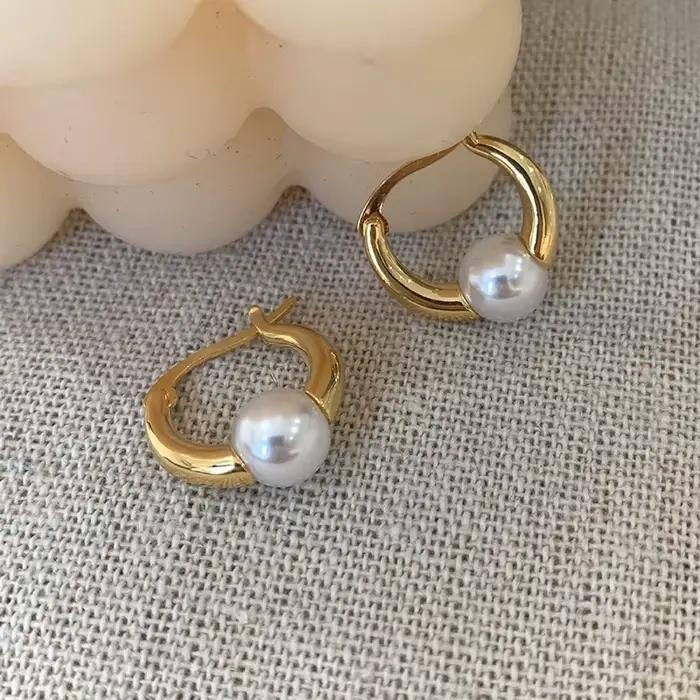 PONYKISS – boucles d'oreilles en perles couleur or pour femmes