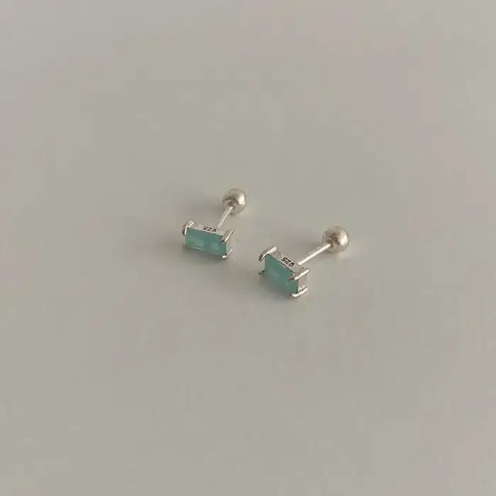 Boucles d'oreilles géométriques carrées en argent regardé 925 pour femmes