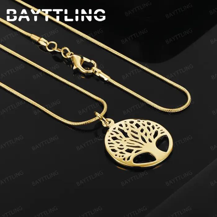 Collier en argent sterling 925 avec pendentif arbre délicat or 18 carats pour femmes cadeau engagement bijou naturel occasionnels