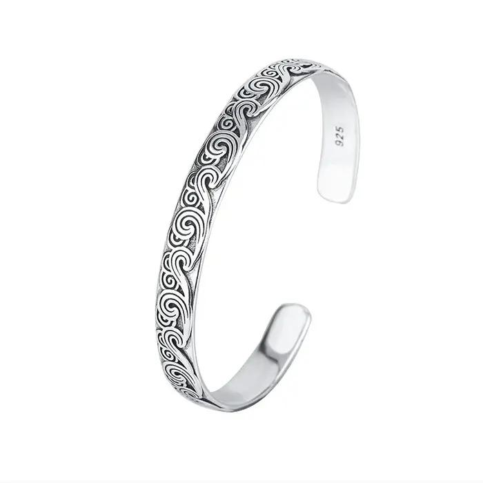 Nouveauté rétro vague Bracelets 925 bijoux en argent Sterling mode Spray personnalité doux nuage ouverture
