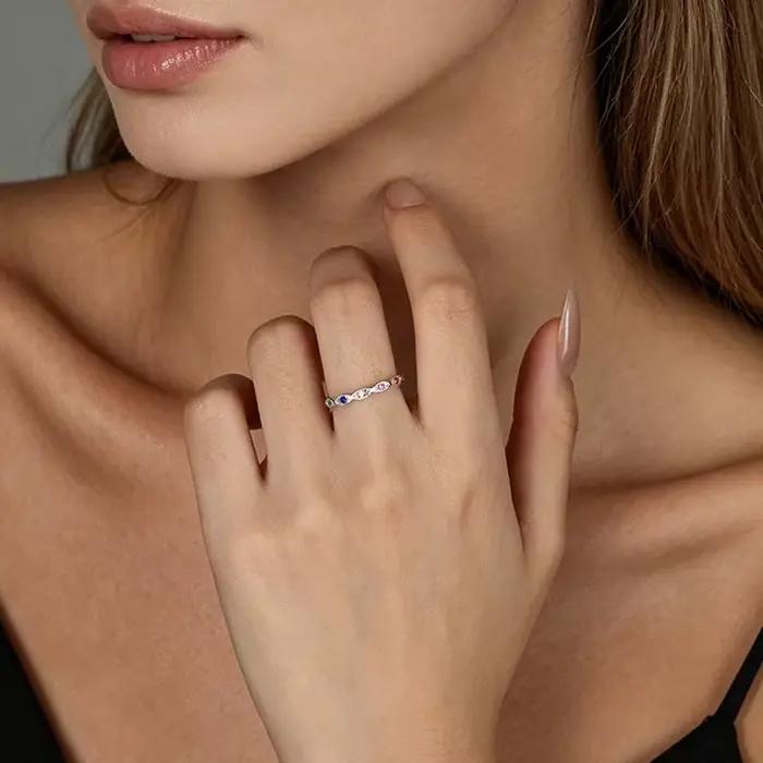Trustdavis – bague en argent 925 véritable pour femmes, bijoux fins, à la mode et de luxe, avec Zircon coloré, taille 6 7 8, joli cadeau, DS4923