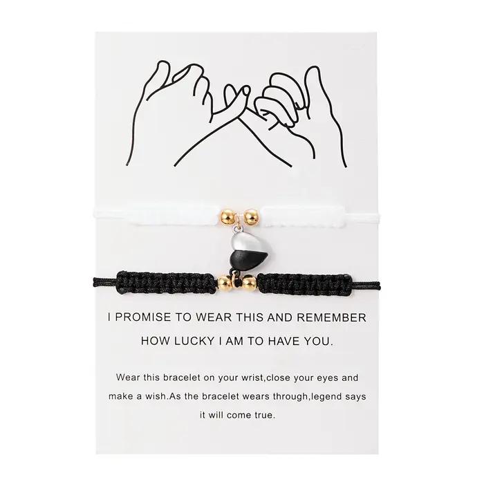 2 pièce/ensemble Couple Bracelets femmes homme amoureux Bestie aimant amant tissé à la main Bracelet