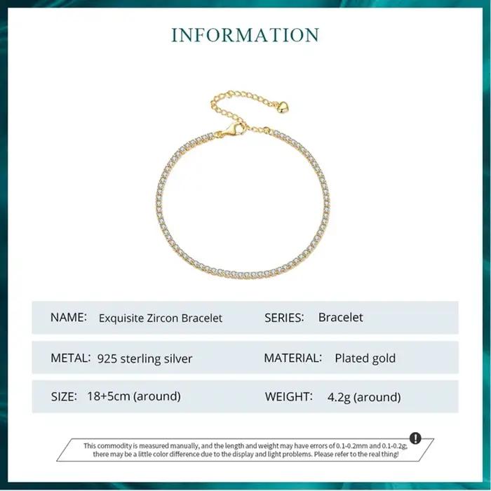 Bamoer – Bracelet de Tennis en argent Sterling 925