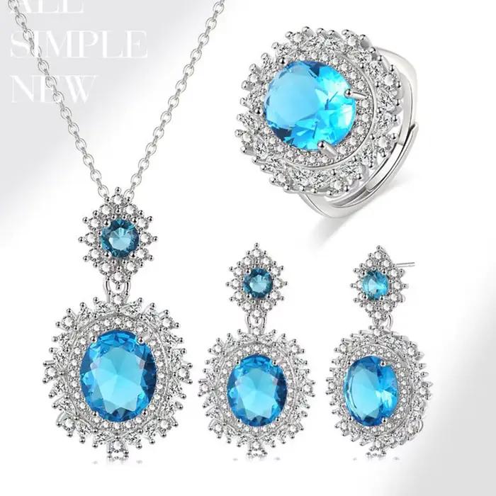 Ensemble de bijoux en zircone cristal jaune étincelant – Collier
