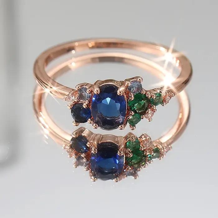 Bague en zircone synthétique incrustée de zircone scintillante au design moderne et tendance pour femmes, accessoires de bijoux élégants et polyvalents pour banquets