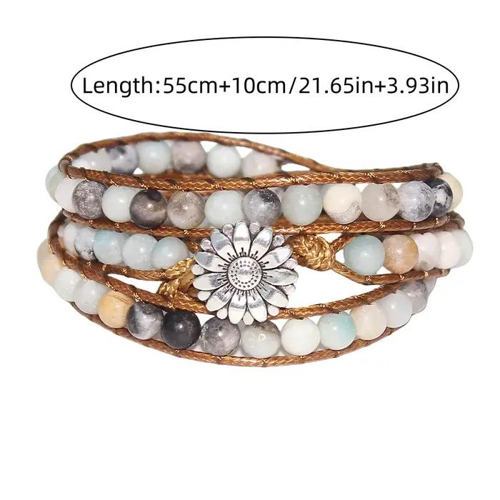 1 pièces bracelet de perles multicouche tissé à la main en pierre naturelle de vente chaude