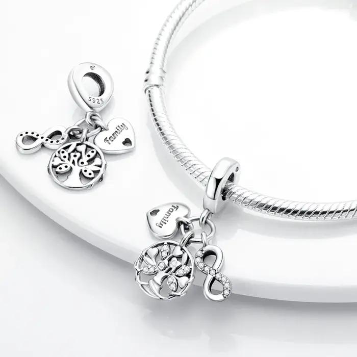 Pendentif à breloques arbre de vie en argent Sterling 925 avec zircone cubique