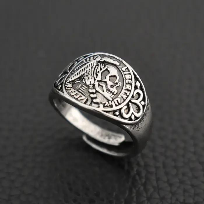 Bague Punk tête de crâne amérindien pour hommes