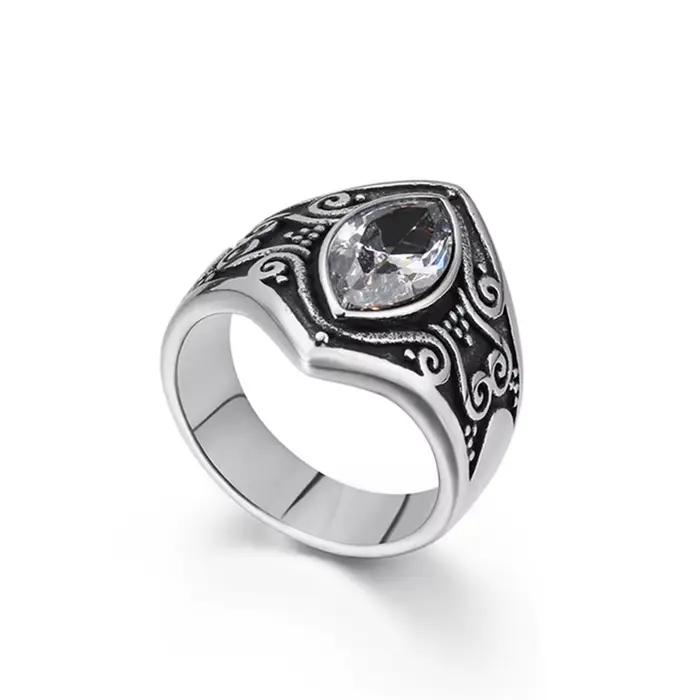 Bague en acier titane Vintage faite à la main pour hommes et femmes