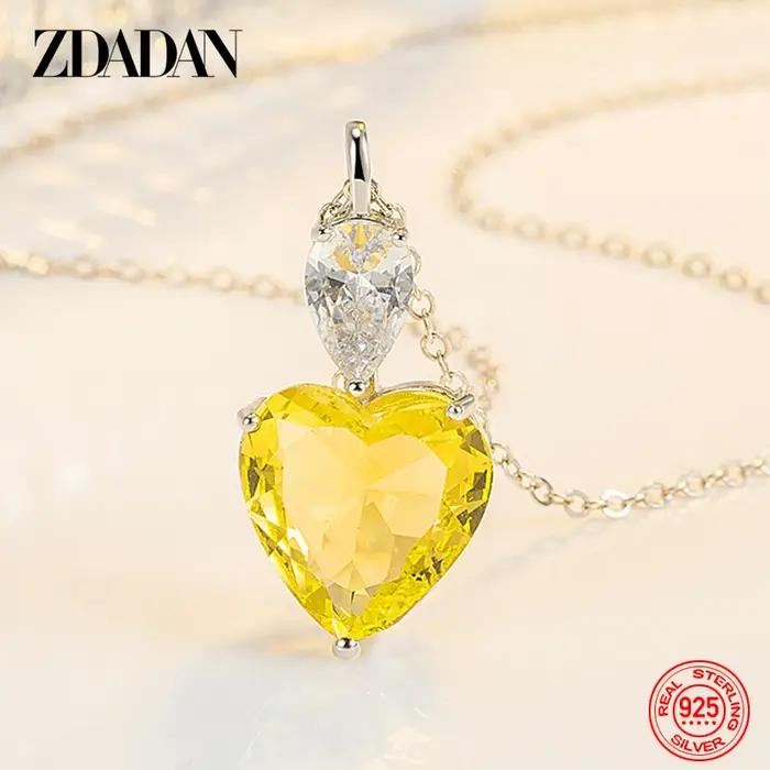 ZDADAN 925 argent rose Zircon collier chaînes pour femmes bijoux de mode