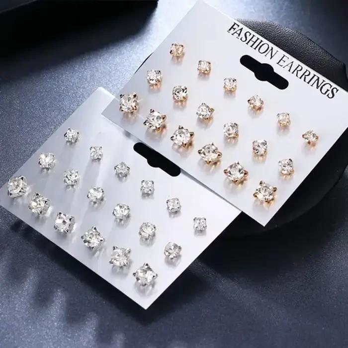 Ensemble de boucles d'oreilles à tige classique pour femme