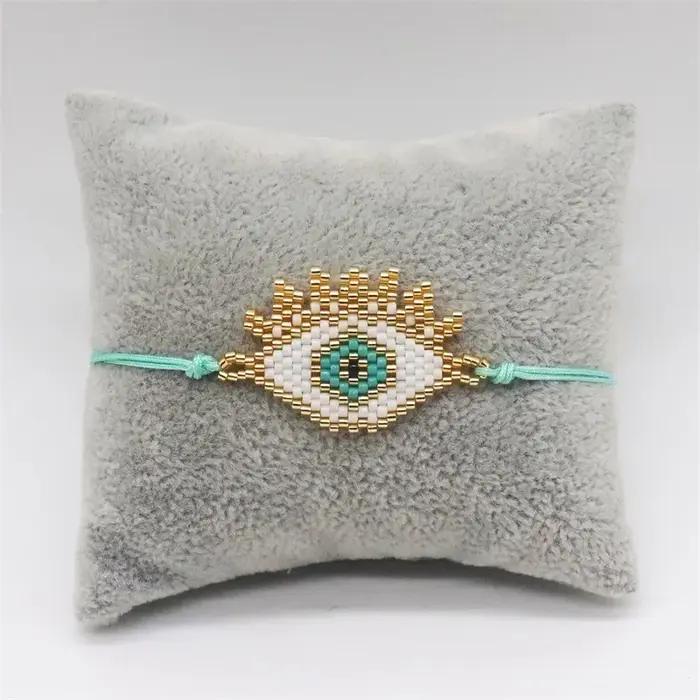 Bracelet Mauvais Œil Turc Bohème avec Perles Miyuki Colorées Tissé à la Main pour Femmes Protection Chance Mode