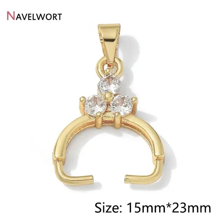 3/6/9 pièces, pendentifs en laiton plaqué or 14K avec zircon, attaches pour bijoux, pour la fabrication de colliers, accessoires et matériaux de bijouterie