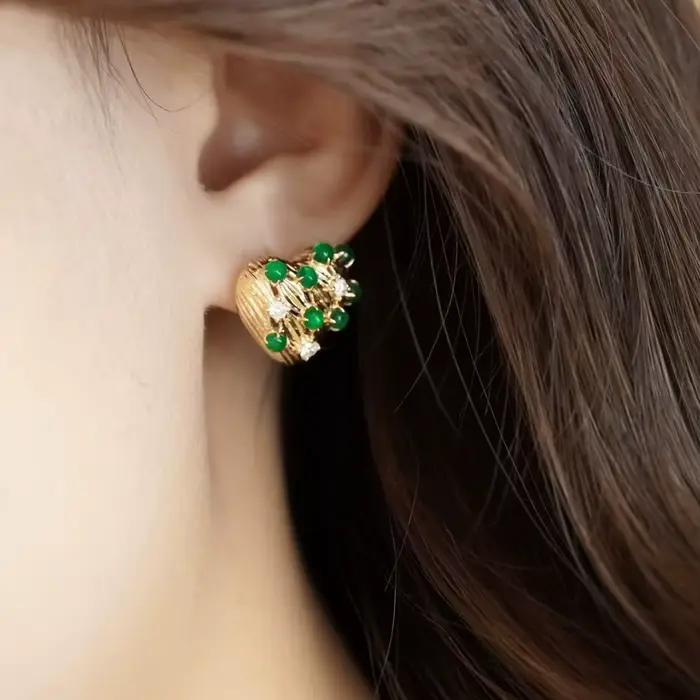 Boucles d'Oreilles Émeraude Vertes en Argent Sterling Mode Victorienne pour Femme Occasions Spéciales