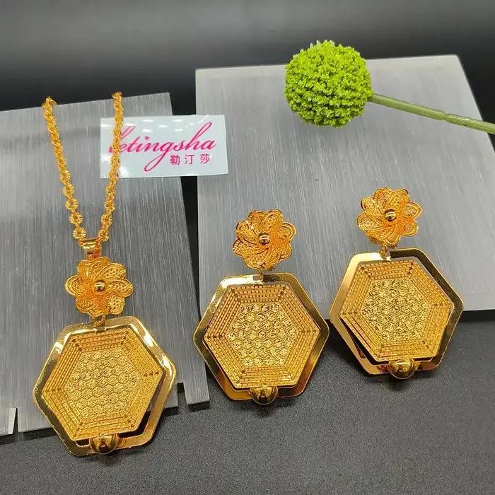 Ensemble de bijoux pour femmes, collier et boucles d'oreilles de luxe Noble, couleur or Rose, dubaï,