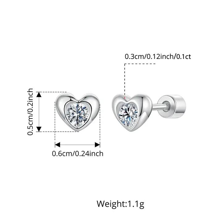 BAMOER – boucles d'oreilles classiques en forme de cœur Moissanite