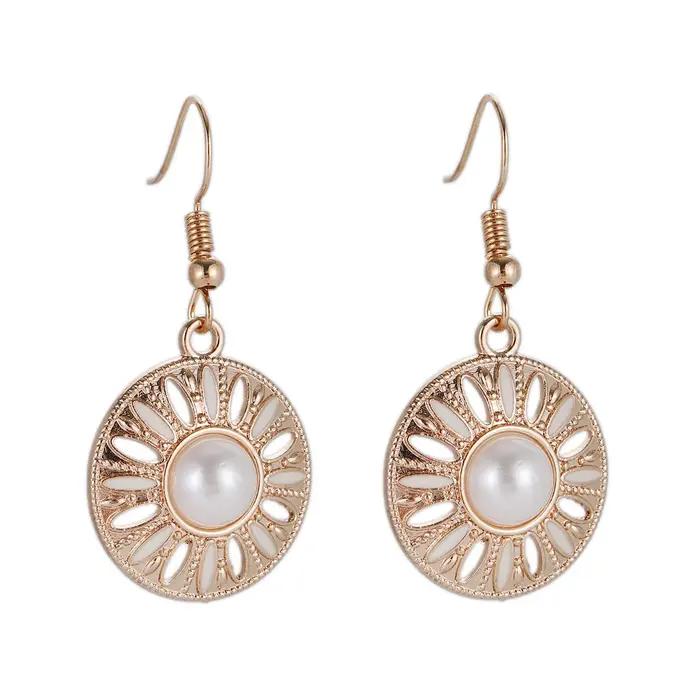 Boho Orange perle boucle d'oreille pour les femmes nouvelle mode émail fleur creux rond boucles d'oreilles Vintage charme bijoux cadeau