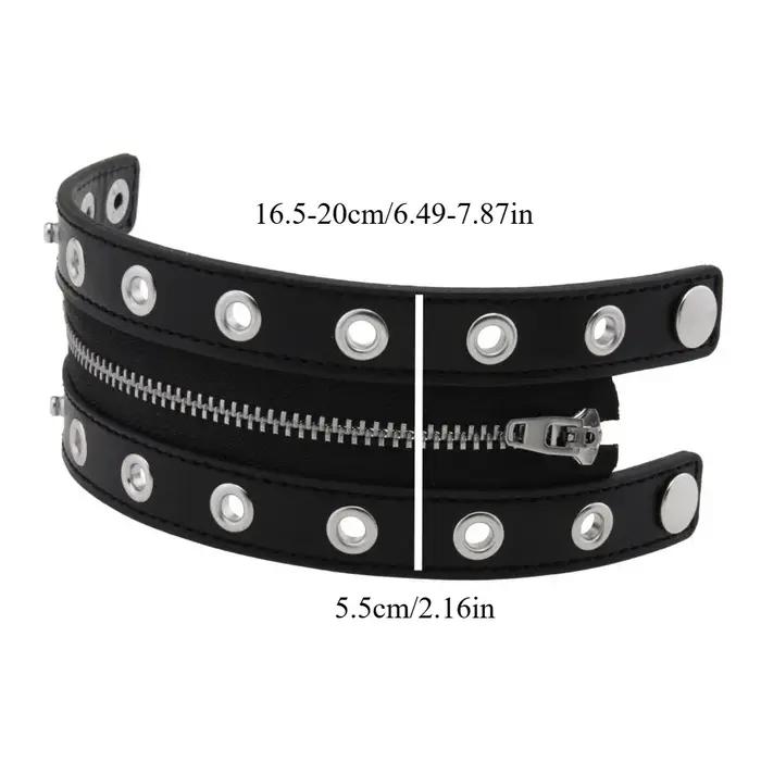 Bracelet gothique en cuir avec fermeture éclair