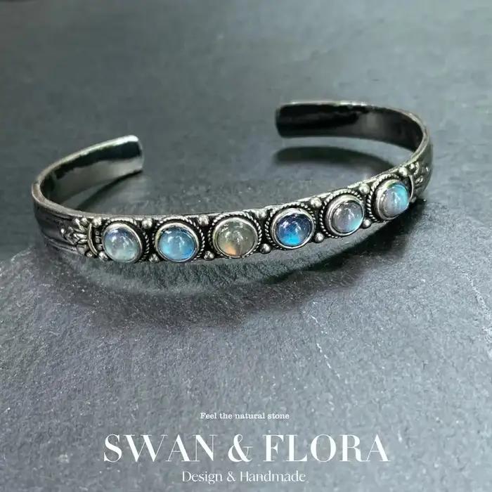Bracelet en pierre de lune naturelle pour femme et homme