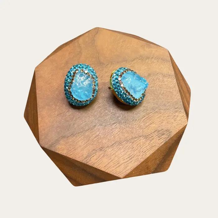 Bijoux en cristal aigue-marine bleu naturel pour femmes