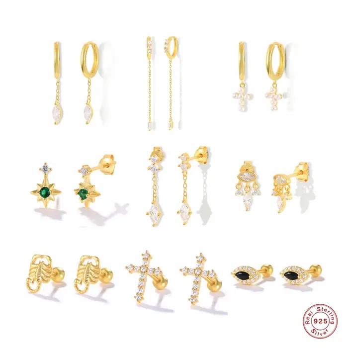Boucles d'oreilles minimalistes en argent regardé 925 pour femmes