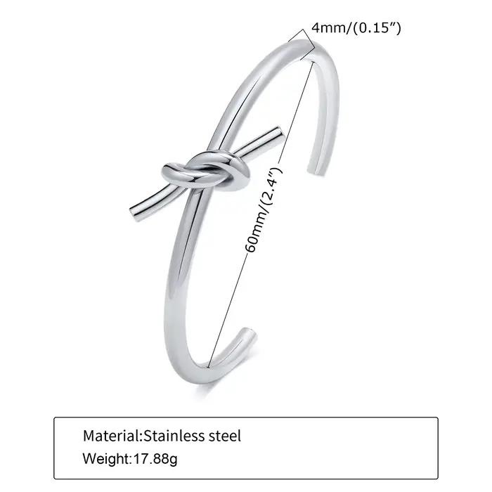 Bracelets à nœuds en acier inoxydable, bracelet à ouverture réglable délicat, bracelet de mariage à