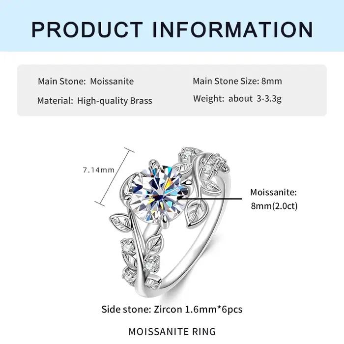 IOGOU – bague de fiançailles solitaire ronde de 8mm
