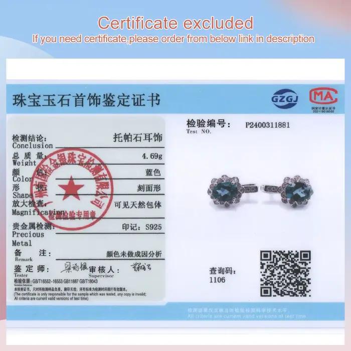 Boucles d'oreilles TBJ en topaze bleue naturelle de Londres, argent sterling 925, design classique, bijoux fins, cadeau pour femmes