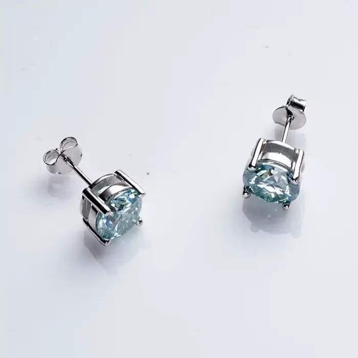 Pomercejelly-Ensemble de bijoux classiques en argent regardé 925 pour femme, boucles d'oreilles de mariage, collier en pierre de moissanite véritable 1ct, patients
