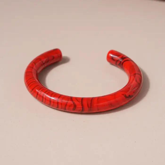 Bracelets élastiques en résine acrylique rouge, personnalité géométrique, mode irrégulière, large em