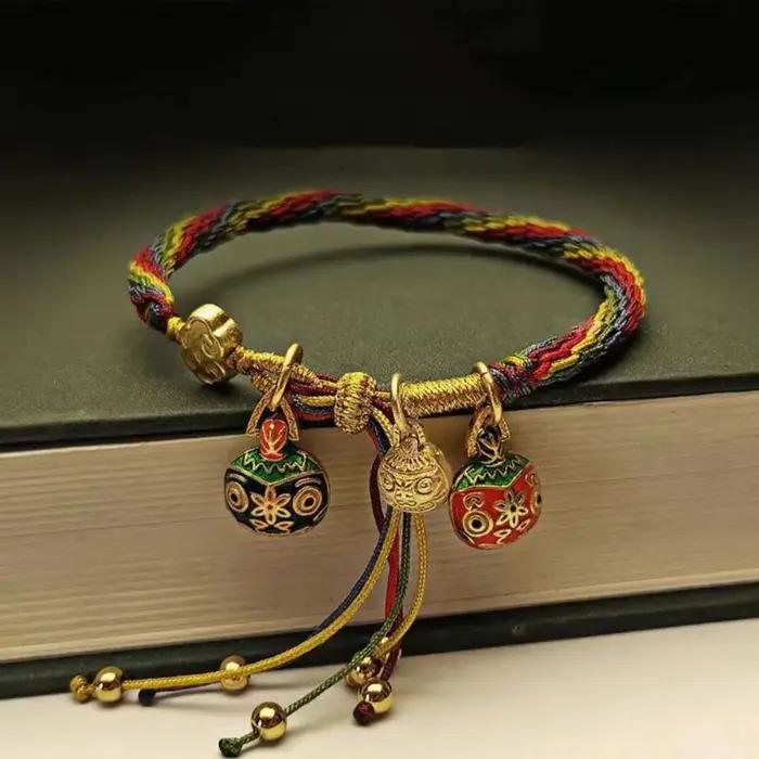 Bijoux à main perles tressées Bracelets coloré réglable arc-en-ciel pierre Bracelet corde tissé char