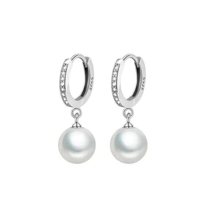Boucles d'oreilles en perles d'eau douce naturelles 925 Sterling pour femmes élégantes occasions festives avec certificat officiel