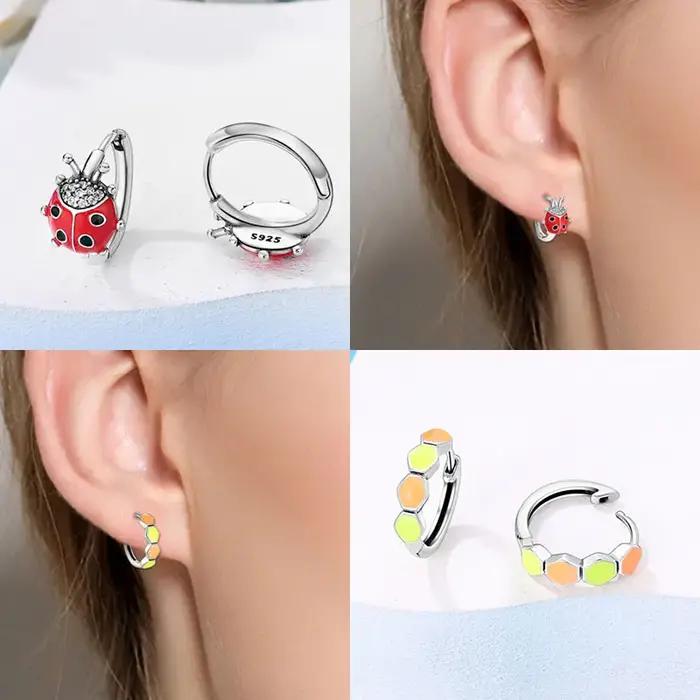 Boucles d'oreilles créoles d'abeille en argent sterling 925 pour filles, bijou romantique et mignon, cadeau d'anniversaire, bijou fantaisie pour femmes, bijou de fantaisie pour jeune fille, bijou pour occasions spéciales