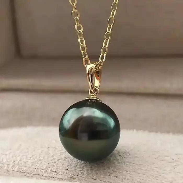 Collier peacock Tahiti en perles de verre d'eau douce et placage en or 14 carats pour homme et femme occasions spéciales bijoux de luxe