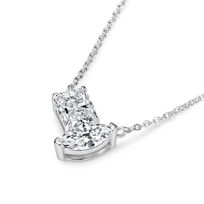 M-JAJA 3ct Moissanite pendentif collier pour femmes coupe rayonnante/coupe Marqusie diamant