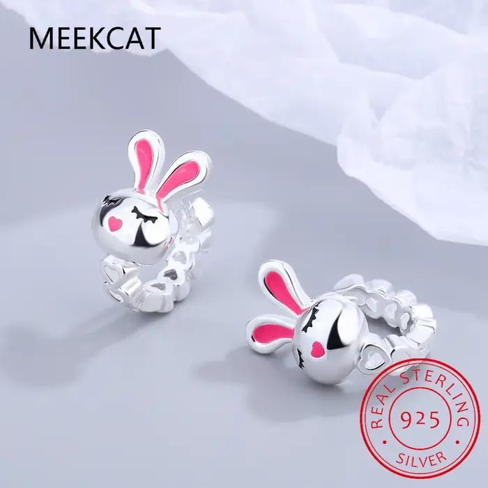 Boucles d'oreilles créoles lapin en argent 925 pour filles et femmes